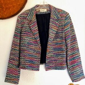 🎨VTG 80’s colorful weaved crop blazer
